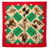 エルメス カレ90 LE MONDE DU POLO ポロの世界 スカーフ レッド マルチカラー シルク レディース HERMES 【中古】
